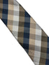 Gold, silver and navy dark blue plaid checked tie
